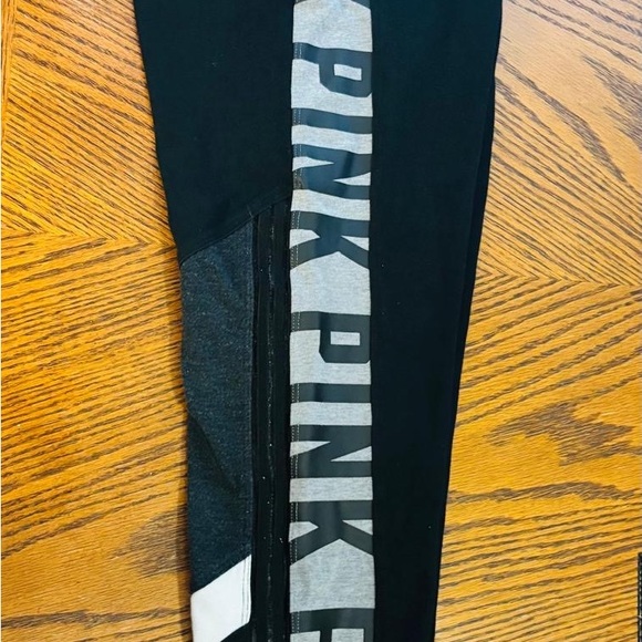 PINK Victoria's Secret Black and Gray Leggings with Bold Branding - Picture 2 of 2